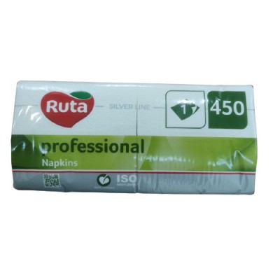 Серветки паперові 24х24 1 шар білі 450шт Ruta Professional (12уп/ящ)